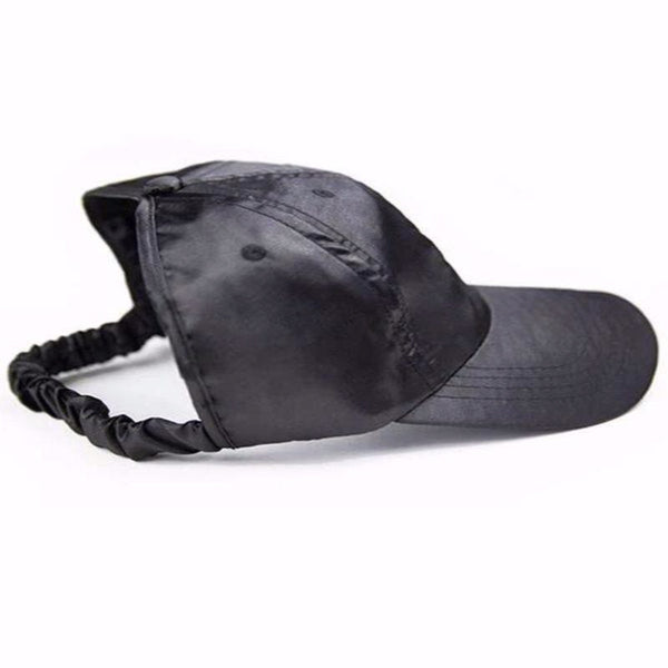 Satin, backless cap to protect your natural hair while in a ponytail or bun. Material helps protect your hair and keep hair moisturized while being fashionable. Similar to the curl cap
